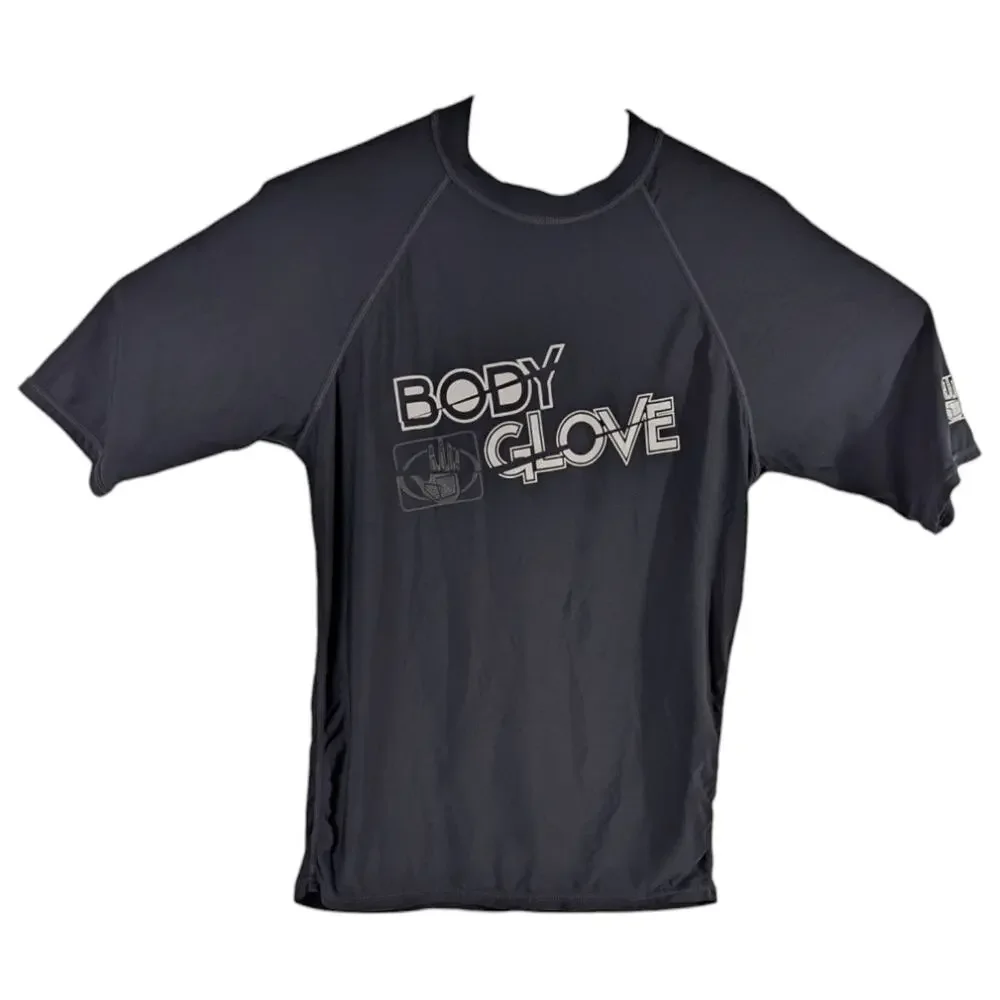 Surfing Rash Guard Body Glove Mens Medium Black Short Sleeve Boarding UVP 50